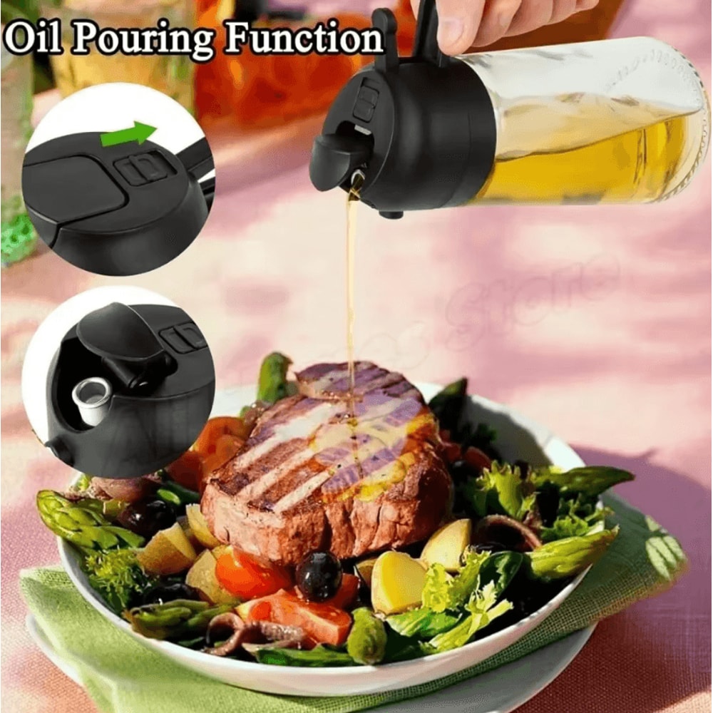 2in1 Olive Oil Dispenser Bottle 500ml Oil Sprayer For Cooking BBQ And Kitchen Use 3