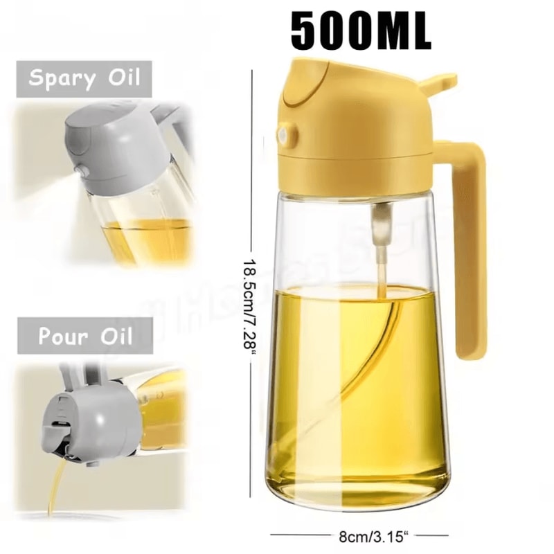 2in1 Olive Oil Dispenser Bottle 500ml Oil Sprayer For Cooking BBQ And Kitchen Use 9