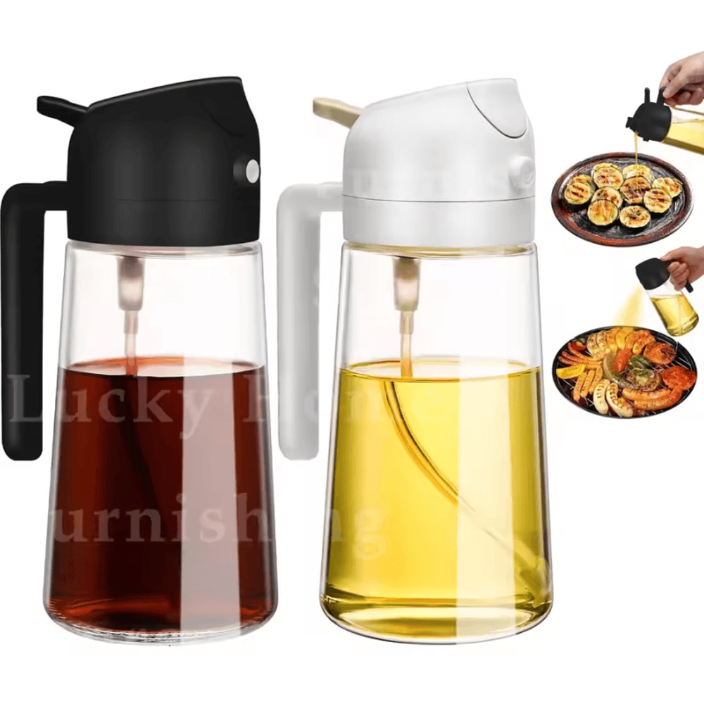 2in1 Olive Oil Dispenser Bottle 500ml Oil Sprayer For Cooking BBQ And Kitchen Use 10