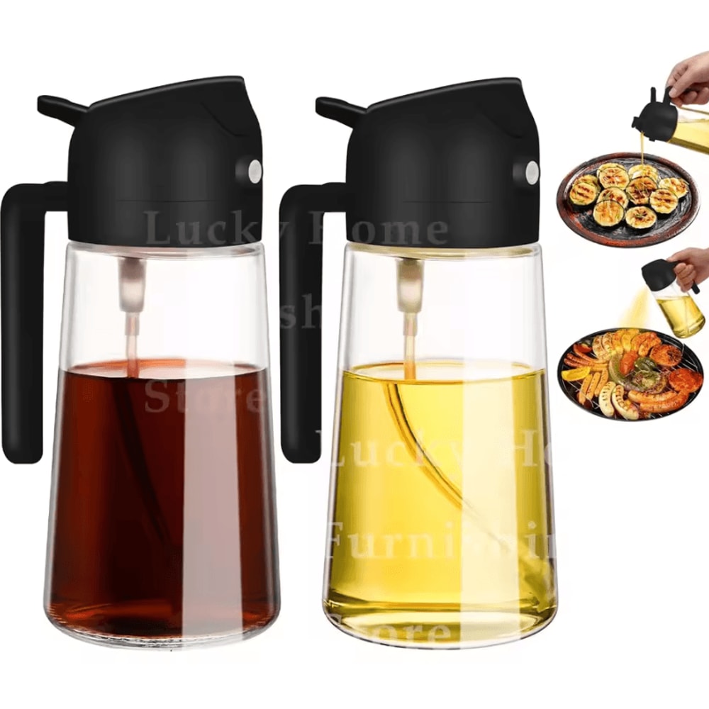 2in1 Olive Oil Dispenser Bottle 500ml Oil Sprayer For Cooking BBQ And Kitchen Use 11
