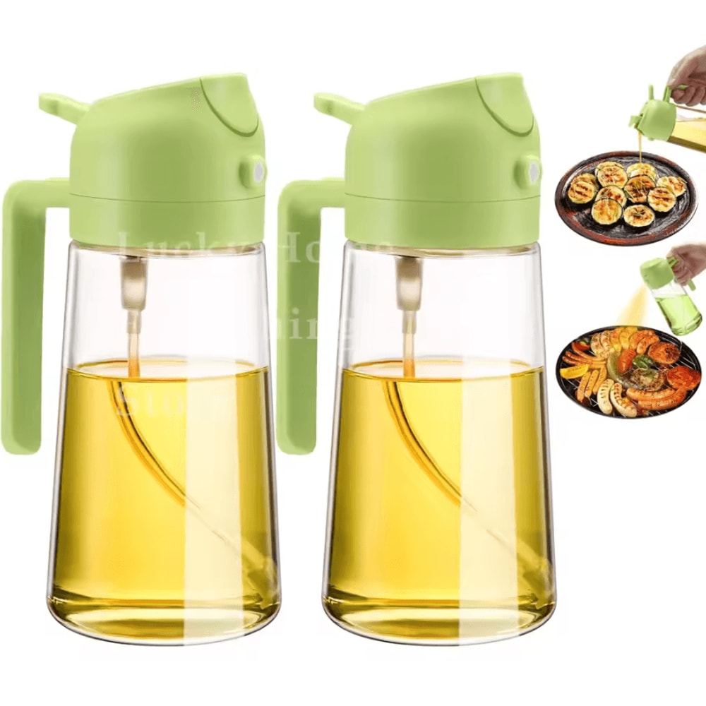 2in1 Olive Oil Dispenser Bottle 500ml Oil Sprayer For Cooking BBQ And Kitchen Use 13
