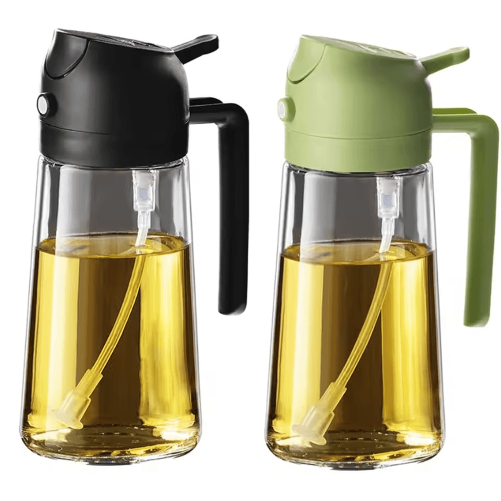 2in1 Olive Oil Dispenser Bottle 500ml Oil Sprayer For Cooking BBQ And Kitchen Use 15