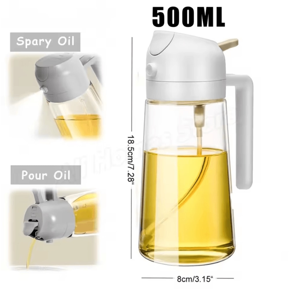 2in1 Olive Oil Dispenser Bottle 500ml Oil Sprayer For Cooking BBQ And Kitchen Use 6