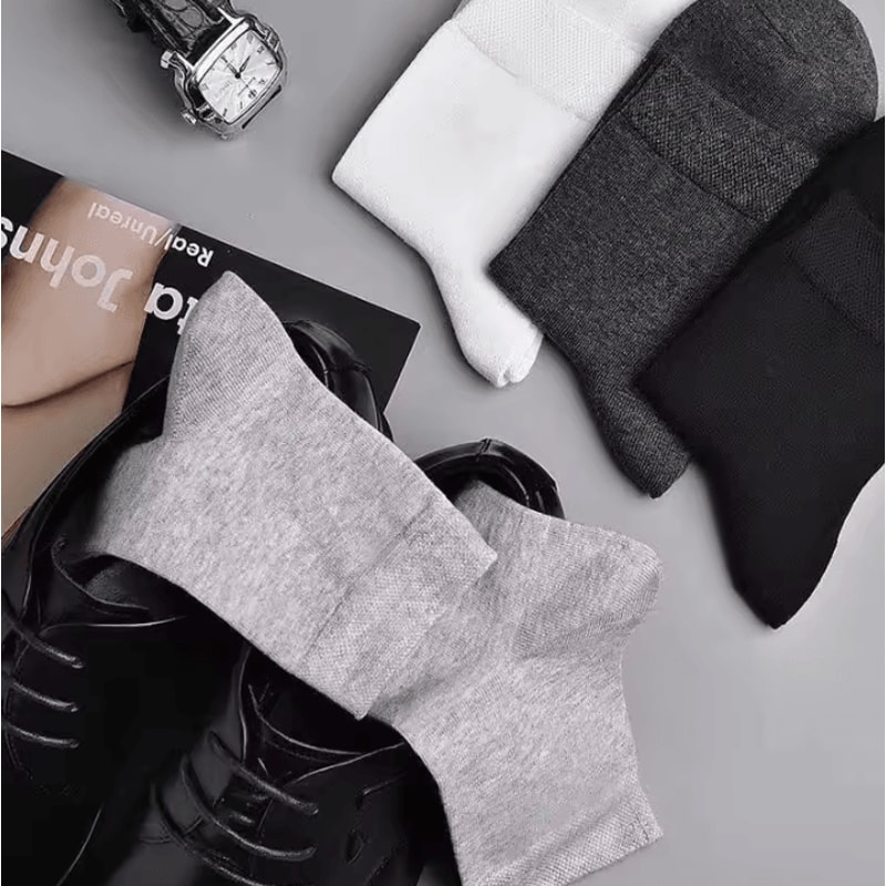 Mens Pure Cotton Socks Breathable Plus Size Business And Casual Long Socks 3