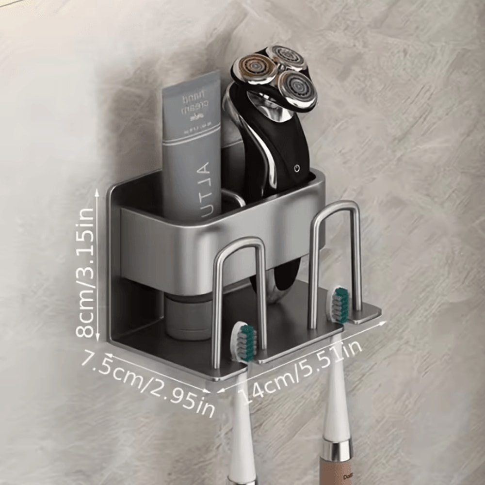 Aluminum Wall Mounted Toothbrush Holder 234 Cup Organizer For Bathroom 6