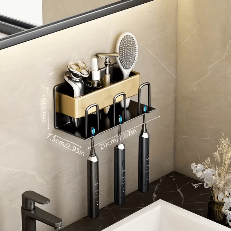 Aluminum Wall Mounted Toothbrush Holder 234 Cup Organizer For Bathroom 8