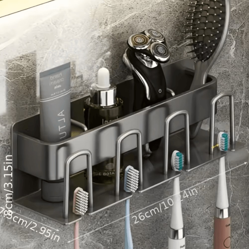 Aluminum Wall Mounted Toothbrush Holder 234 Cup Organizer For Bathroom 14