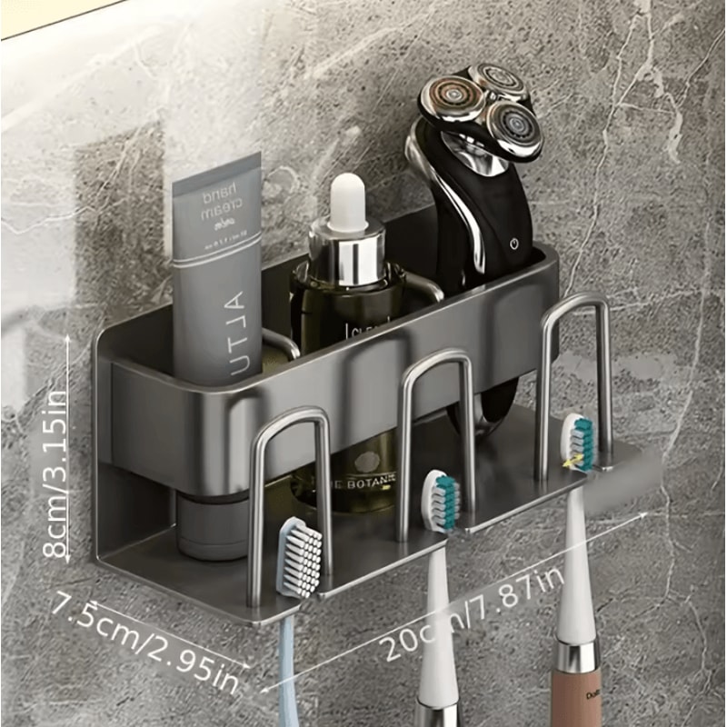 Aluminum Wall Mounted Toothbrush Holder 234 Cup Organizer For Bathroom 10