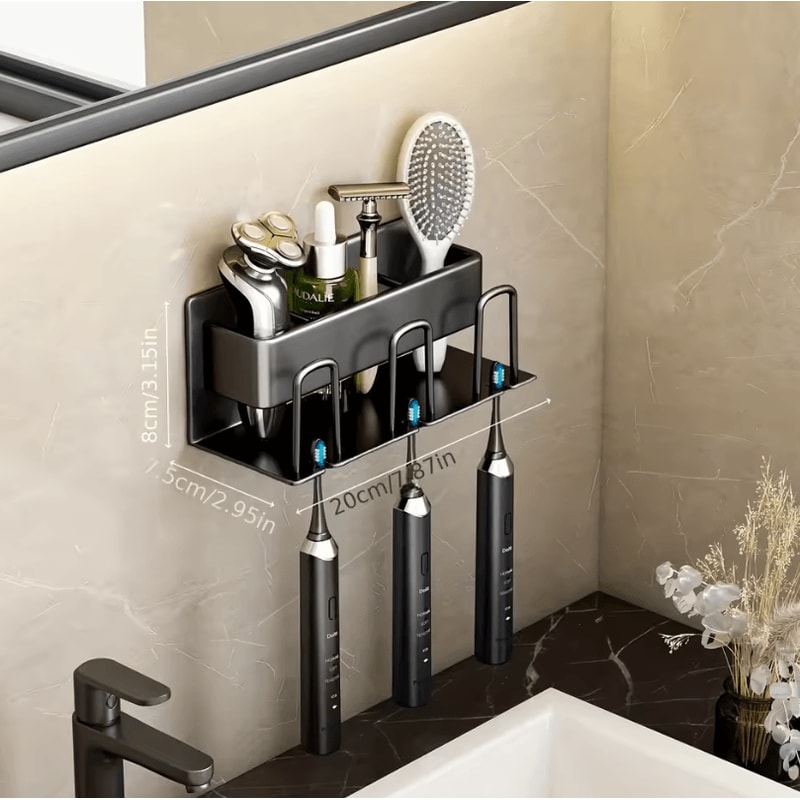 Aluminum Wall Mounted Toothbrush Holder 234 Cup Organizer For Bathroom 9