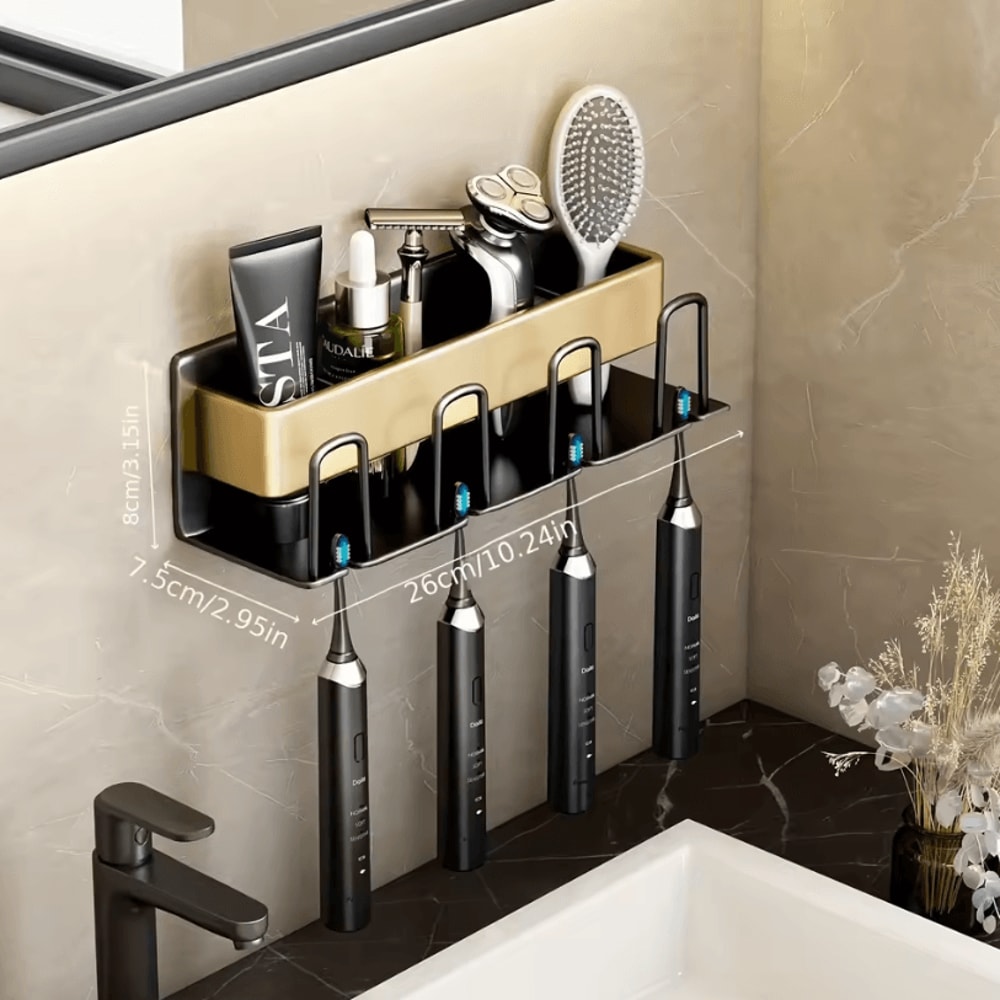 Aluminum Wall Mounted Toothbrush Holder 234 Cup Organizer For Bathroom 12