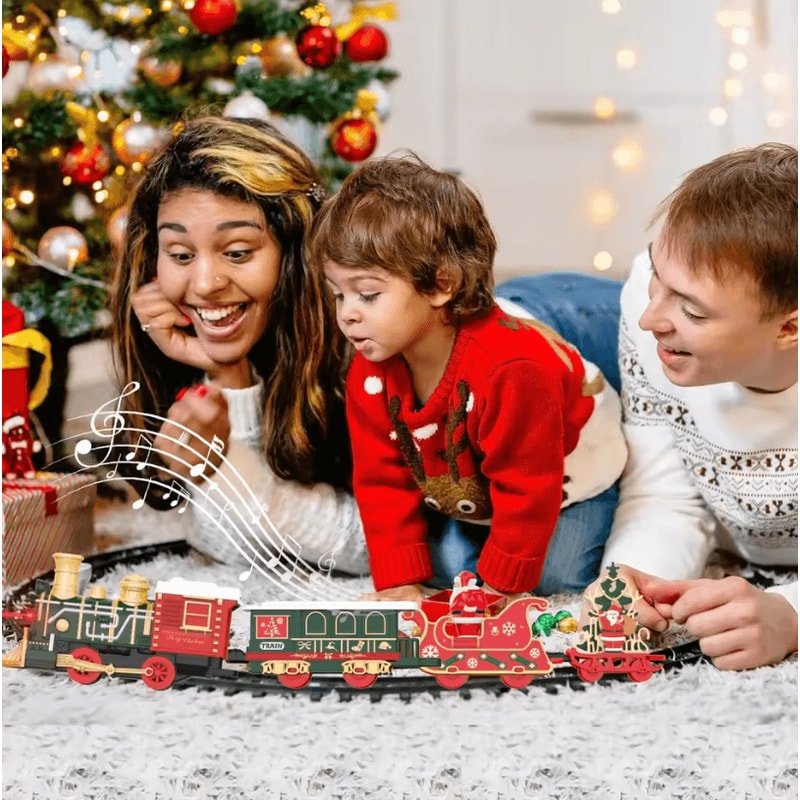 Childrens Train Set Music And Light Christmas Electric Railway Toy 1