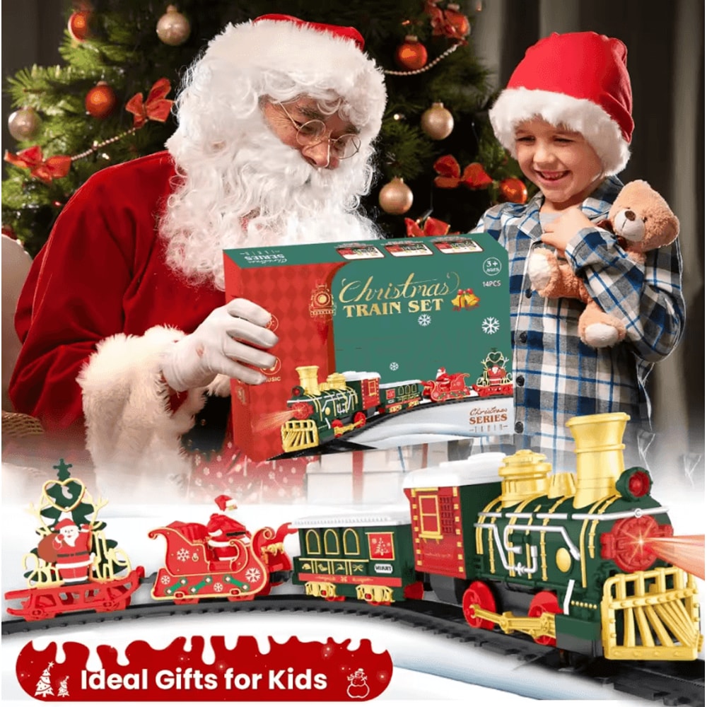 Childrens Train Set Music And Light Christmas Electric Railway Toy 4