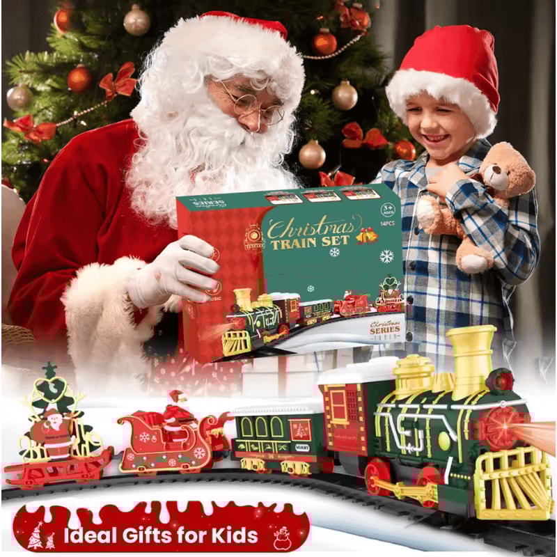Childrens Train Set Music And Light Christmas Electric Railway Toy 4