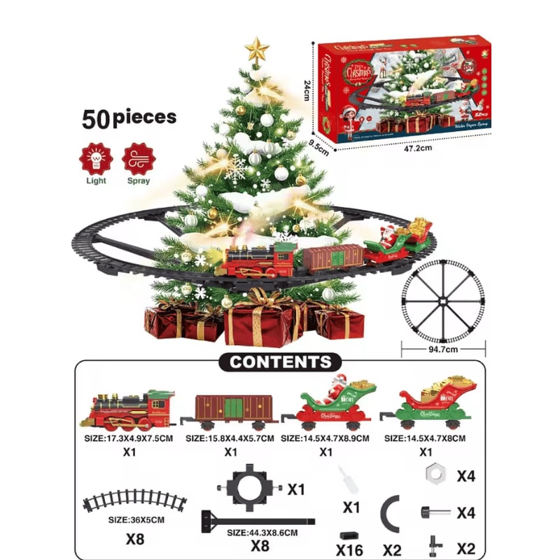 Childrens Train Set Music And Light Christmas Electric Railway Toy 8