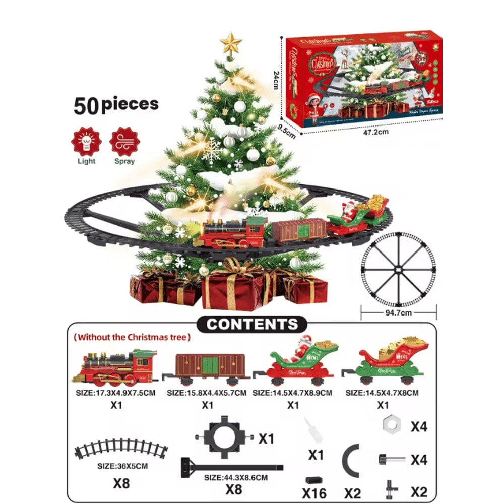 Childrens Train Set Music And Light Christmas Electric Railway Toy 11