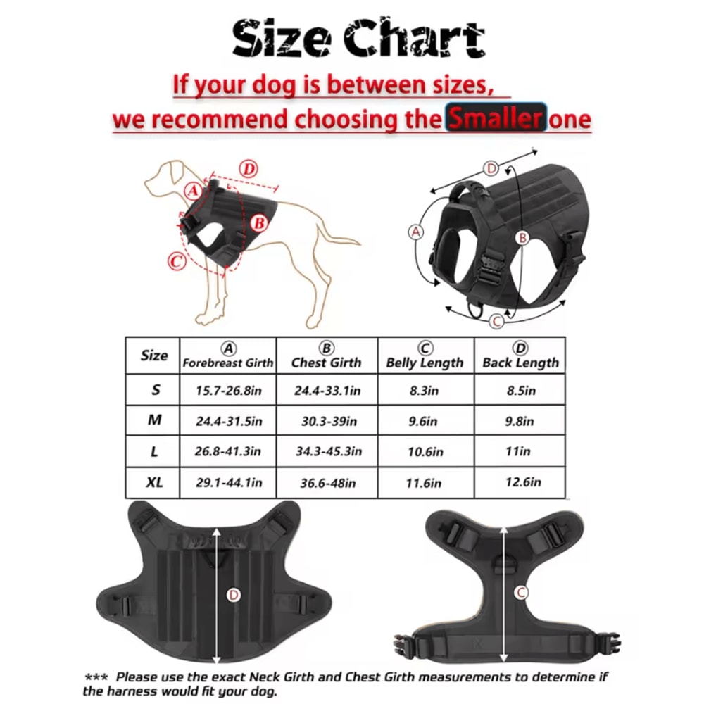 Military Large Dog Harness Set Tactical Vest With Collar Leash Bags And Patches 1