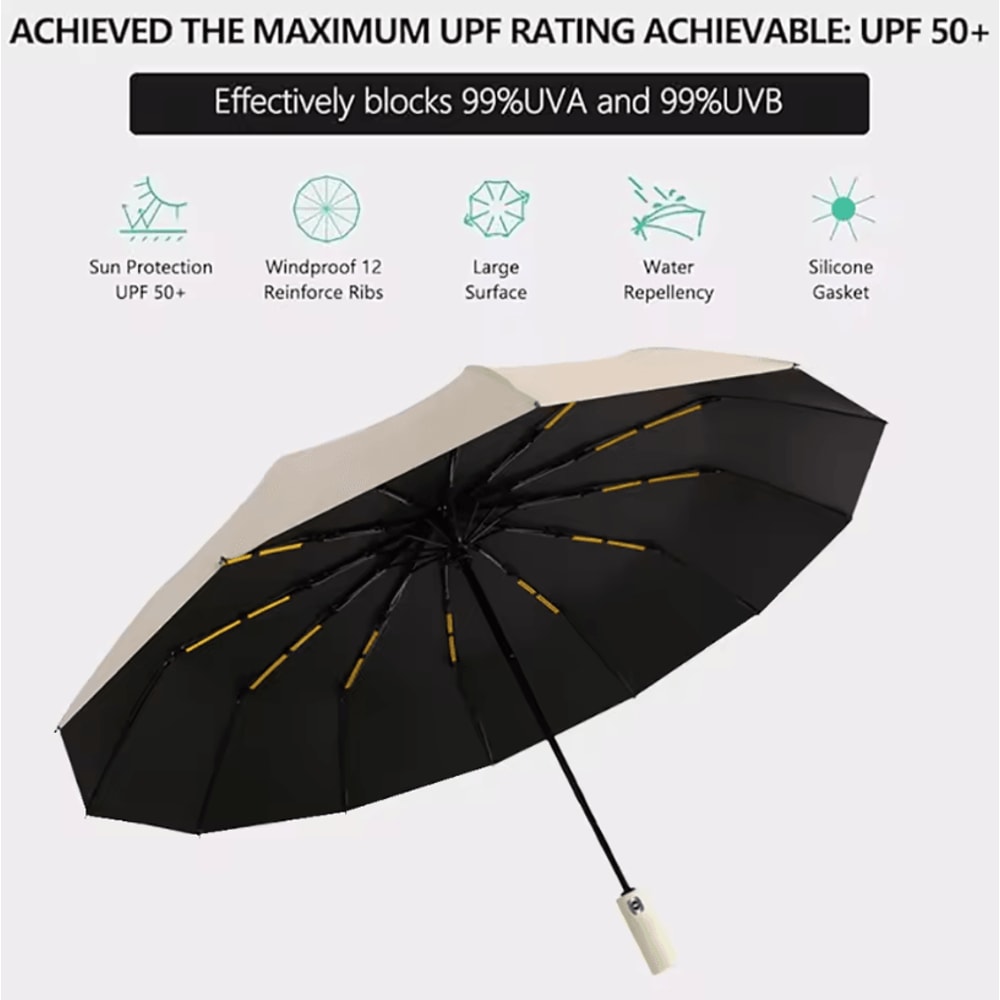 24Bone Automatic Folding Umbrella Windproof Sunshade For Men Women 2