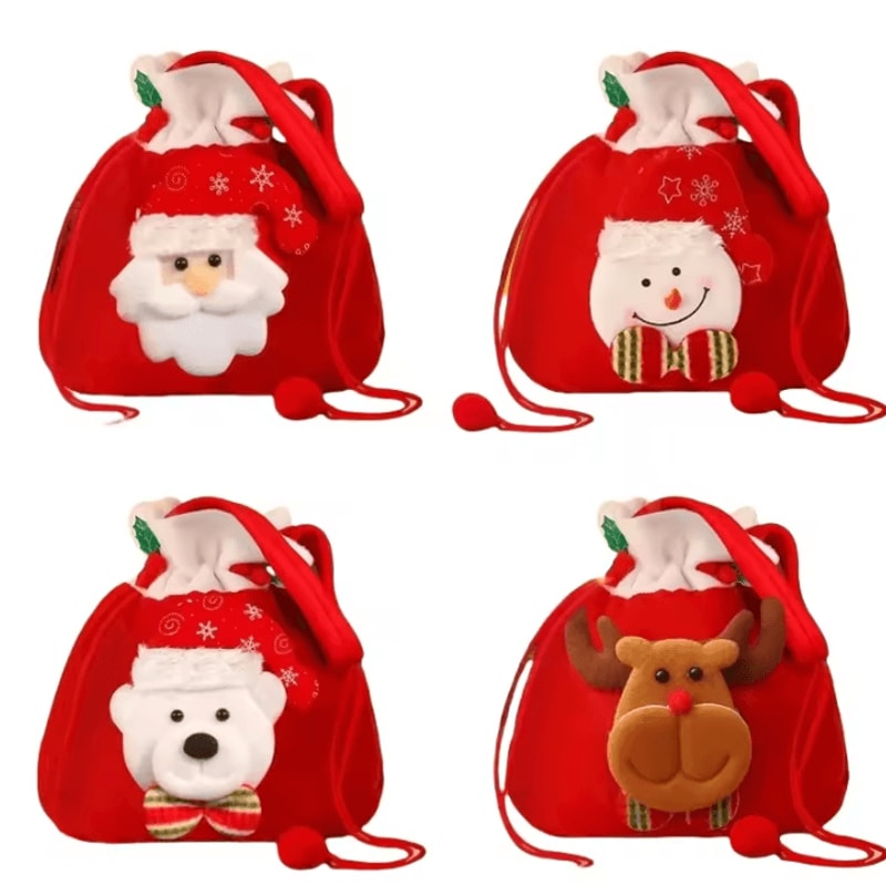 Christmas Gift Bags 91 By 79 In Festive Drawstring Holiday Pouches With Handle 14
