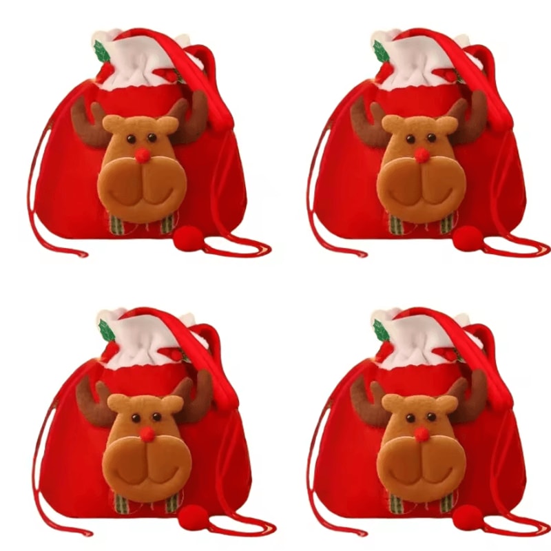 Christmas Gift Bags 91 By 79 In Festive Drawstring Holiday Pouches With Handle 13