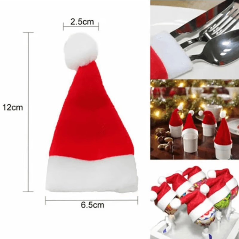 Christmas Table Decorations Mini Santa Hats For Fork Knife And Cutlery 4