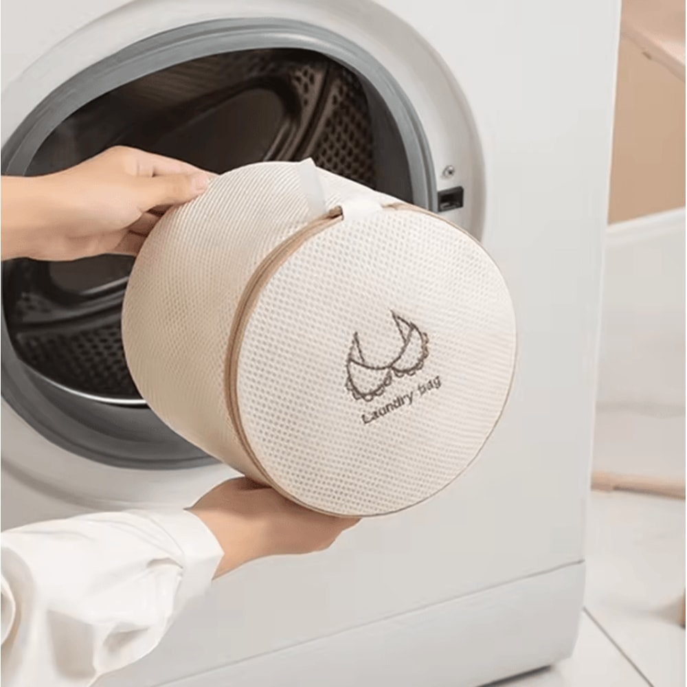 Laundry Bag For Clothes Fine Mesh Beige Embroidery Washing Bags Set 3