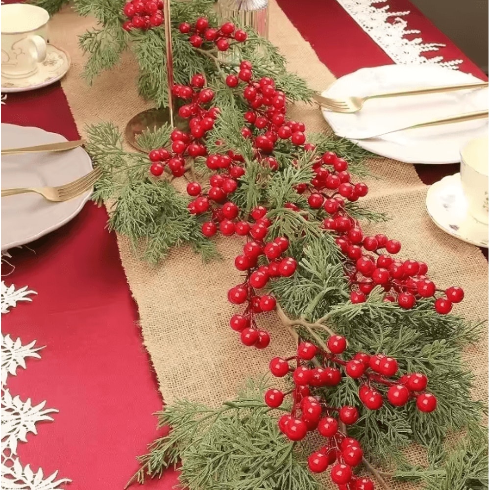 Christmas Artificial Berries Fake Holly Berry Bouquet For Holiday Decor 2