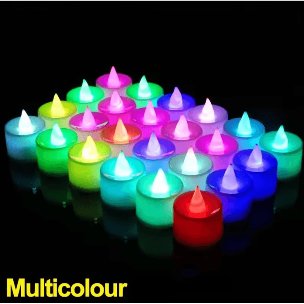 LED Flameless Candles Colorful Battery Operated Tealight Set For Parties Home Decor 11