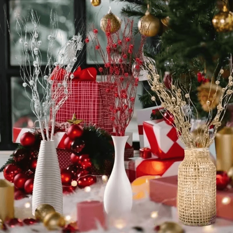 Gold Christmas Berry Stems Decorative Flash Artificial Berries For Holiday Crafting 4