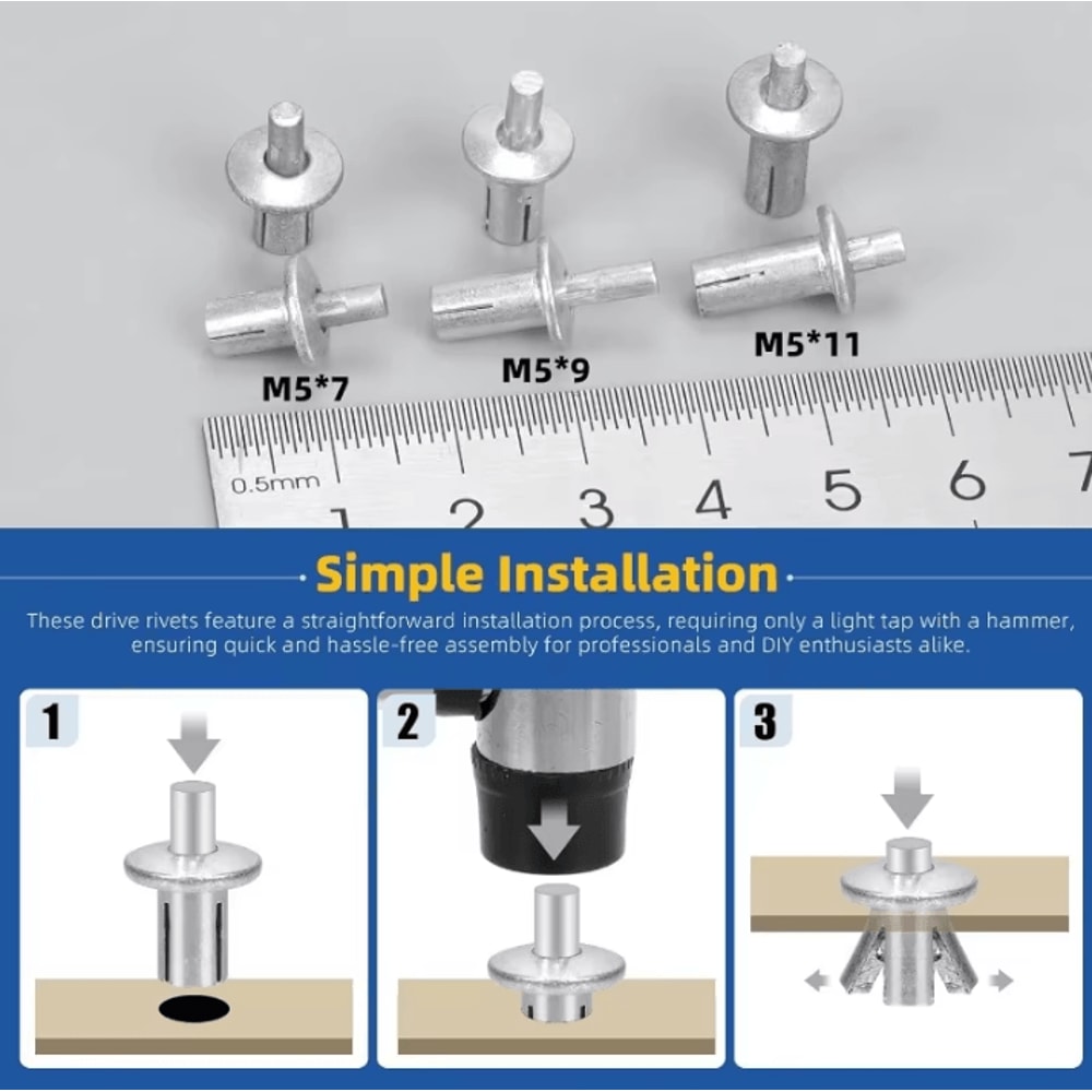 Hammer Drive Expansion Rivets Aluminum KnockIn Fastener Pins For Hardware 5