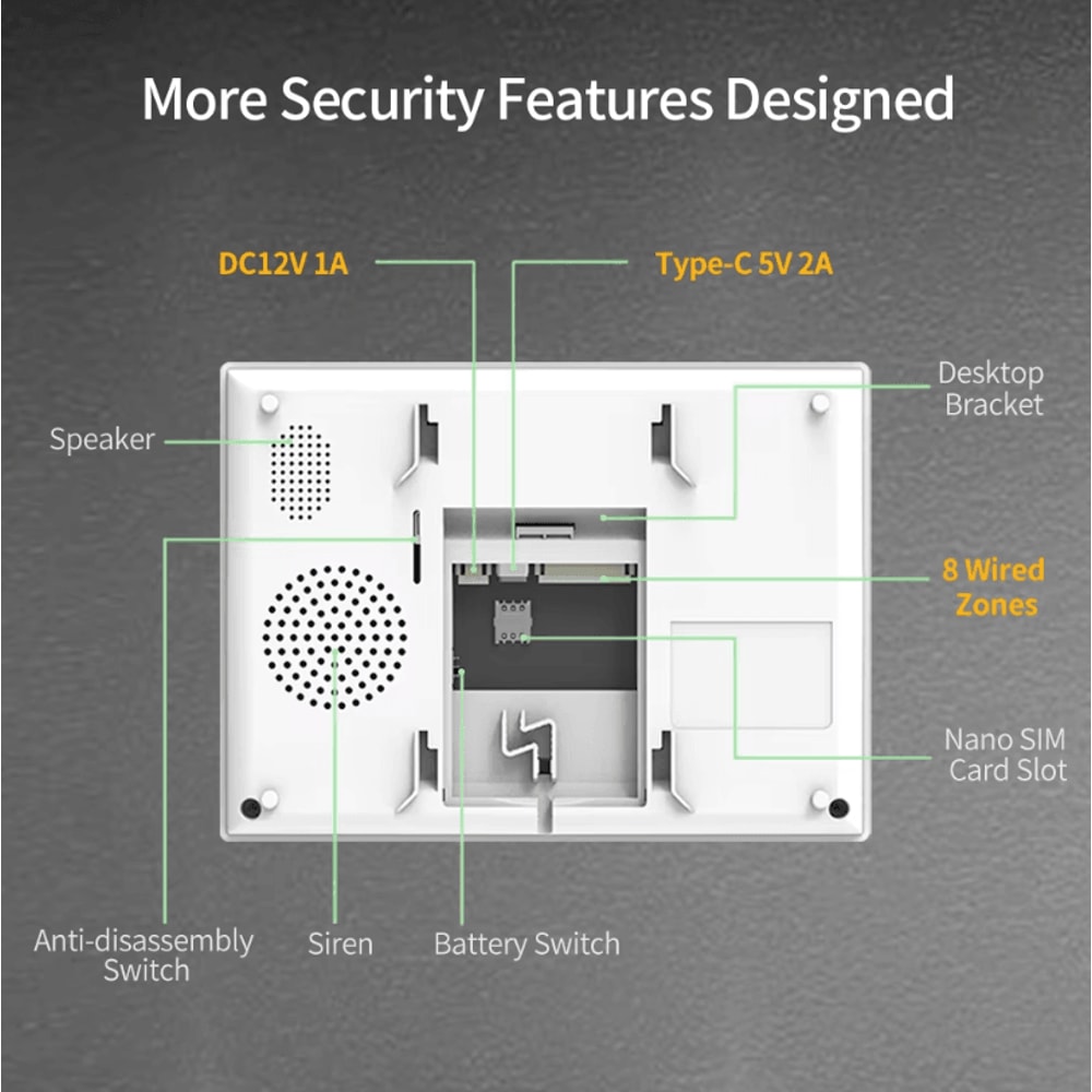 Smart Home Alarm System 7 Inches Wireless WiFi And 4G Security Protection Kit 2