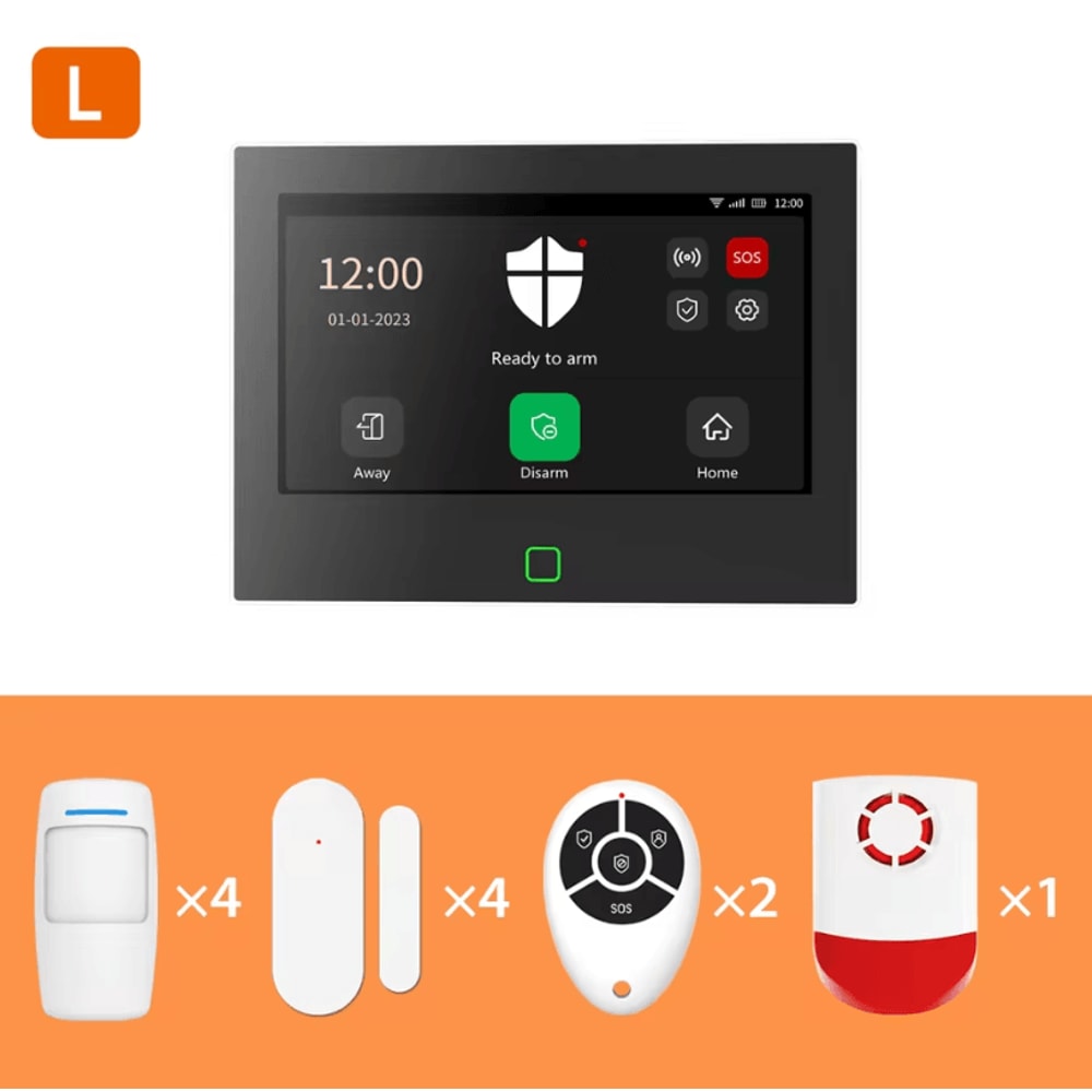 Smart Home Alarm System 7 Inches Wireless WiFi And 4G Security Protection Kit 12