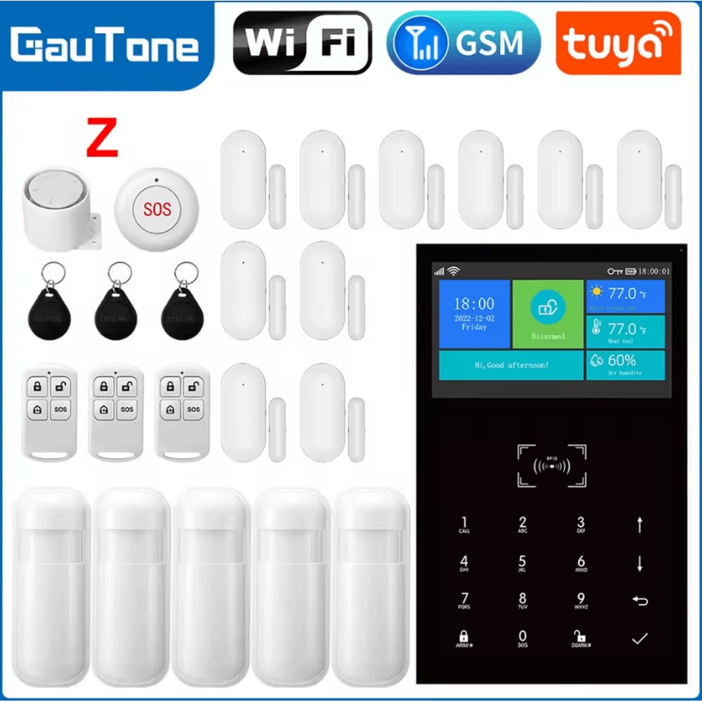 WiFi GSM Alarm System 43Inches Smart Home Security Panel With Temperature Display 11