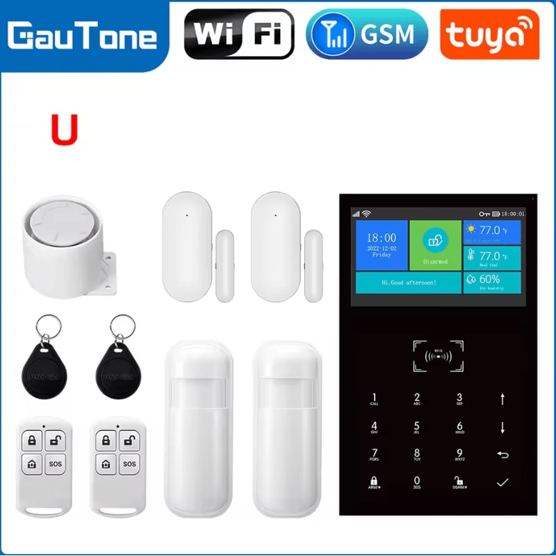 WiFi GSM Alarm System 43Inches Smart Home Security Panel With Temperature Display 6