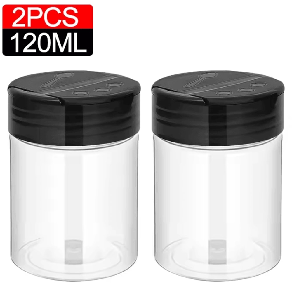 Clear Spice Bottles Set Plastic Seasoning Jars For Salt Pepper And BBQ Spices 11