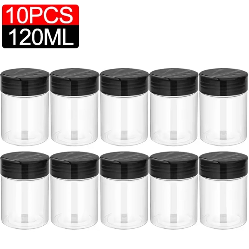 Clear Spice Bottles Set Plastic Seasoning Jars For Salt Pepper And BBQ Spices 13