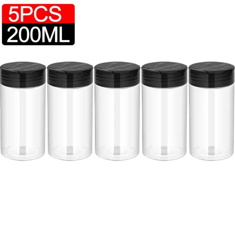 Clear Spice Bottles Set Plastic Seasoning Jars For Salt Pepper And BBQ Spices 16