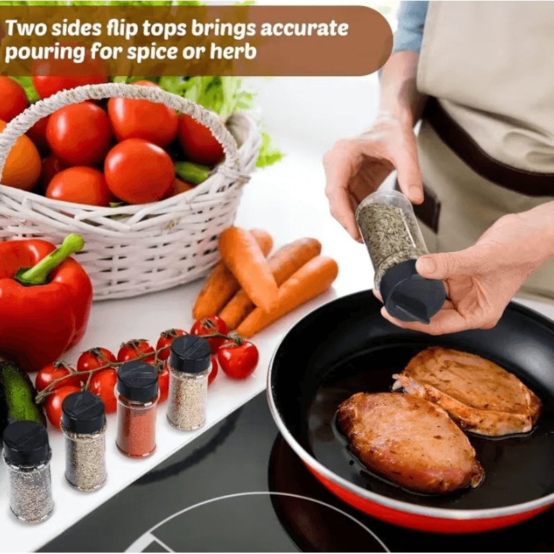 Clear Spice Bottles Set Plastic Seasoning Jars For Salt Pepper And BBQ Spices 2