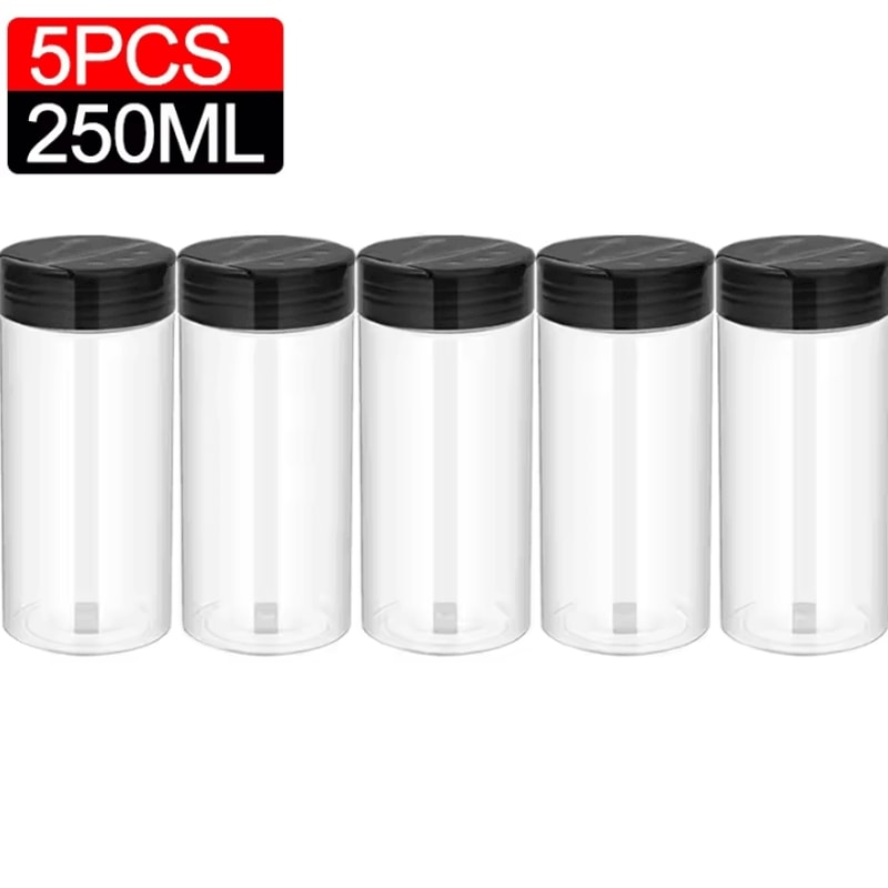 Clear Spice Bottles Set Plastic Seasoning Jars For Salt Pepper And BBQ Spices 20