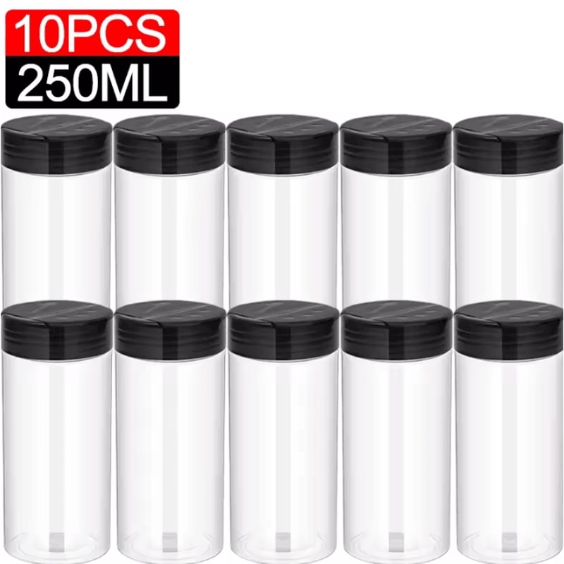 Clear Spice Bottles Set Plastic Seasoning Jars For Salt Pepper And BBQ Spices 21