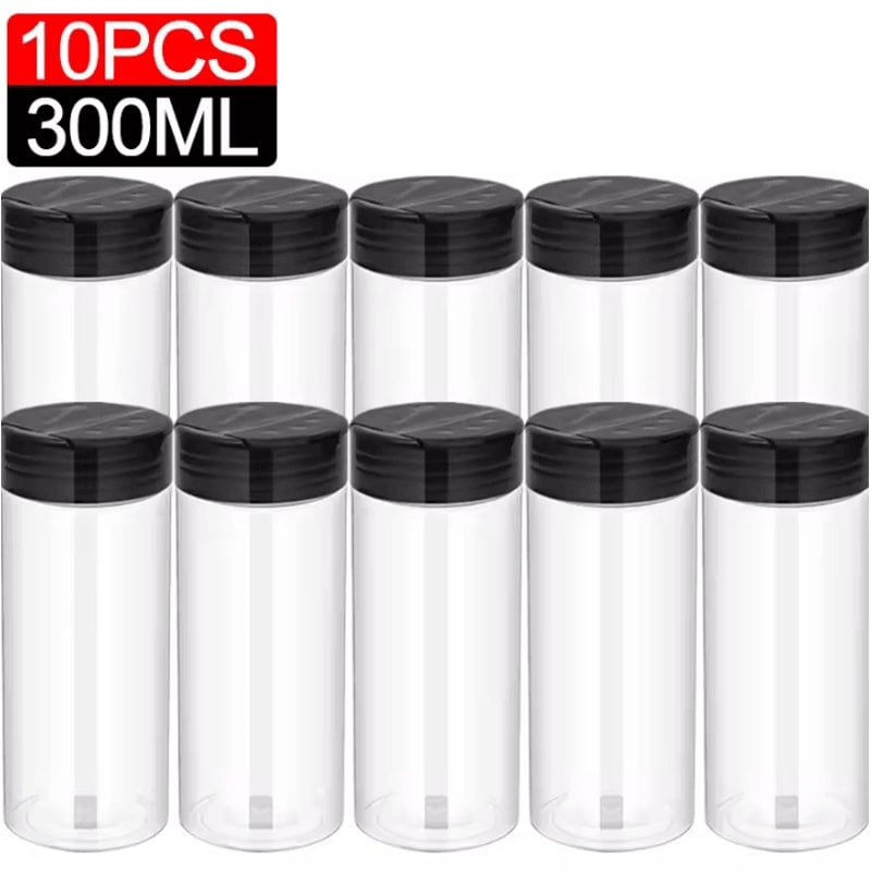 Clear Spice Bottles Set Plastic Seasoning Jars For Salt Pepper And BBQ Spices 25
