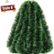 Christmas Tinsel Garland Set Green Cane Wreath And Holiday Hanging Ornaments 6