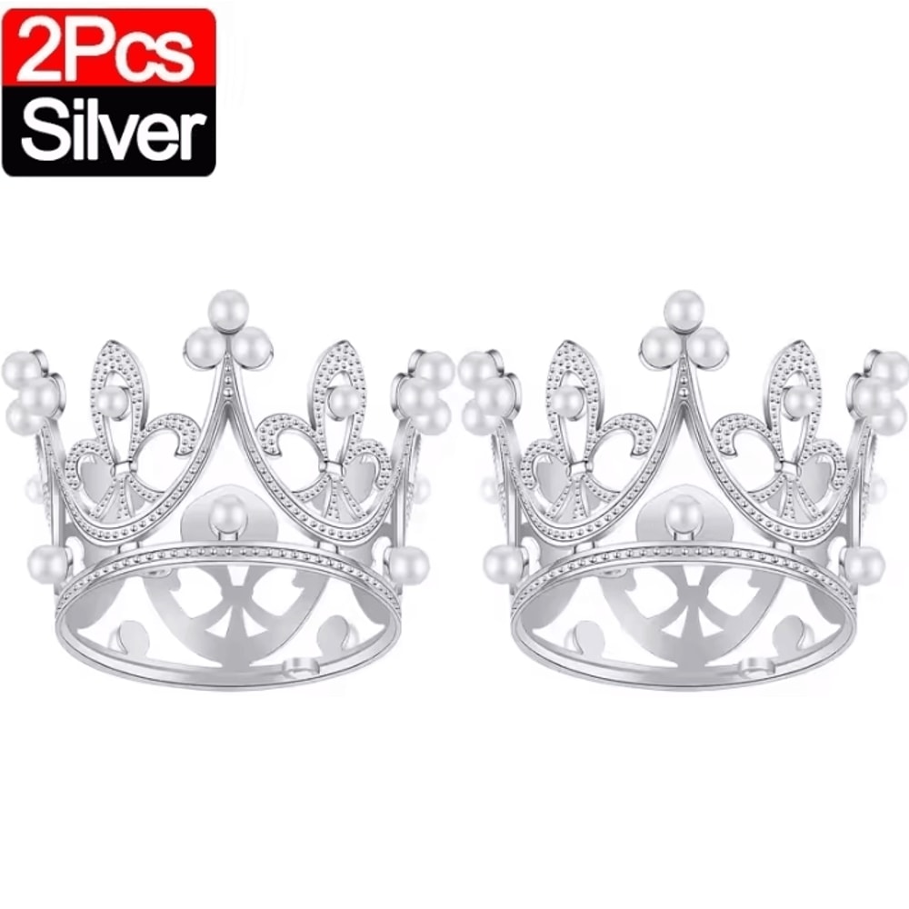 Mini Crown Cake Decoration Pearl Tiara Topper In Gold And Silver For Birthdays And Weddings 3