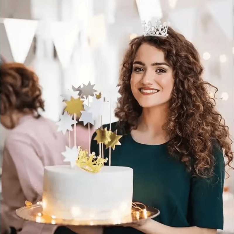 Mini Crown Cake Decoration Pearl Tiara Topper In Gold And Silver For Birthdays And Weddings 19