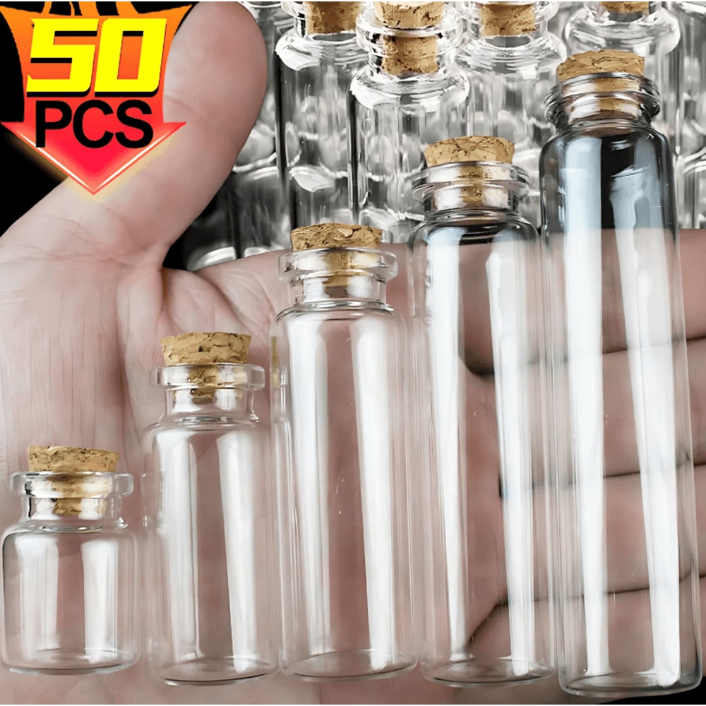 Mini Glass Bottles With Cork Stoppers DIY Decoration Vials For Crafts And Messages 0