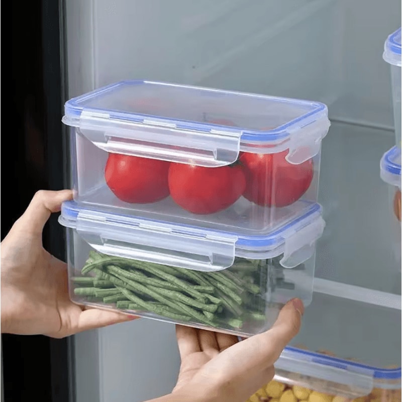 Sealed Refrigerator Storage Box With Lid Plastic Crisper And MicrowaveSafe Lunch Box 4