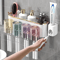 Toothbrush Holder With Squeezer PerforationFree Bathroom Shelf And Mouthwash Cup Organizer 1
