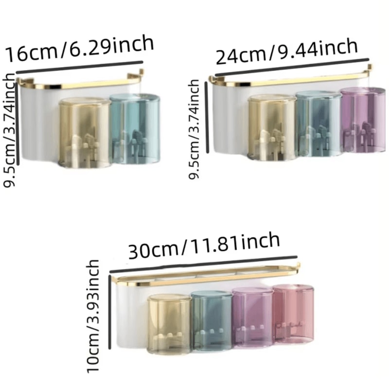 Toothbrush Holder With Squeezer PerforationFree Bathroom Shelf And Mouthwash Cup Organizer 3