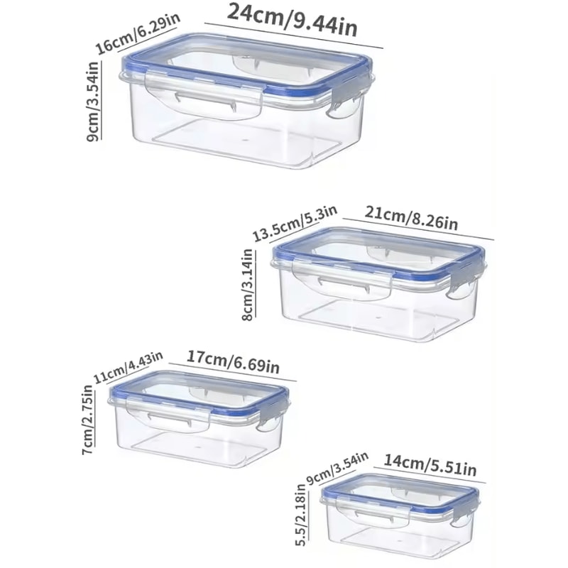Sealed Rectangular Refrigerator Storage Box With Lid Practical Crisper And Microwave Lunch Contain 5