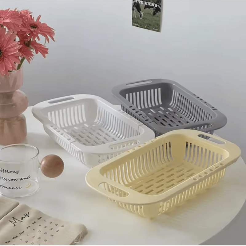Retractable Sink Storage Rack Drain Basket Fruit Basin And Kitchen Organizer 2