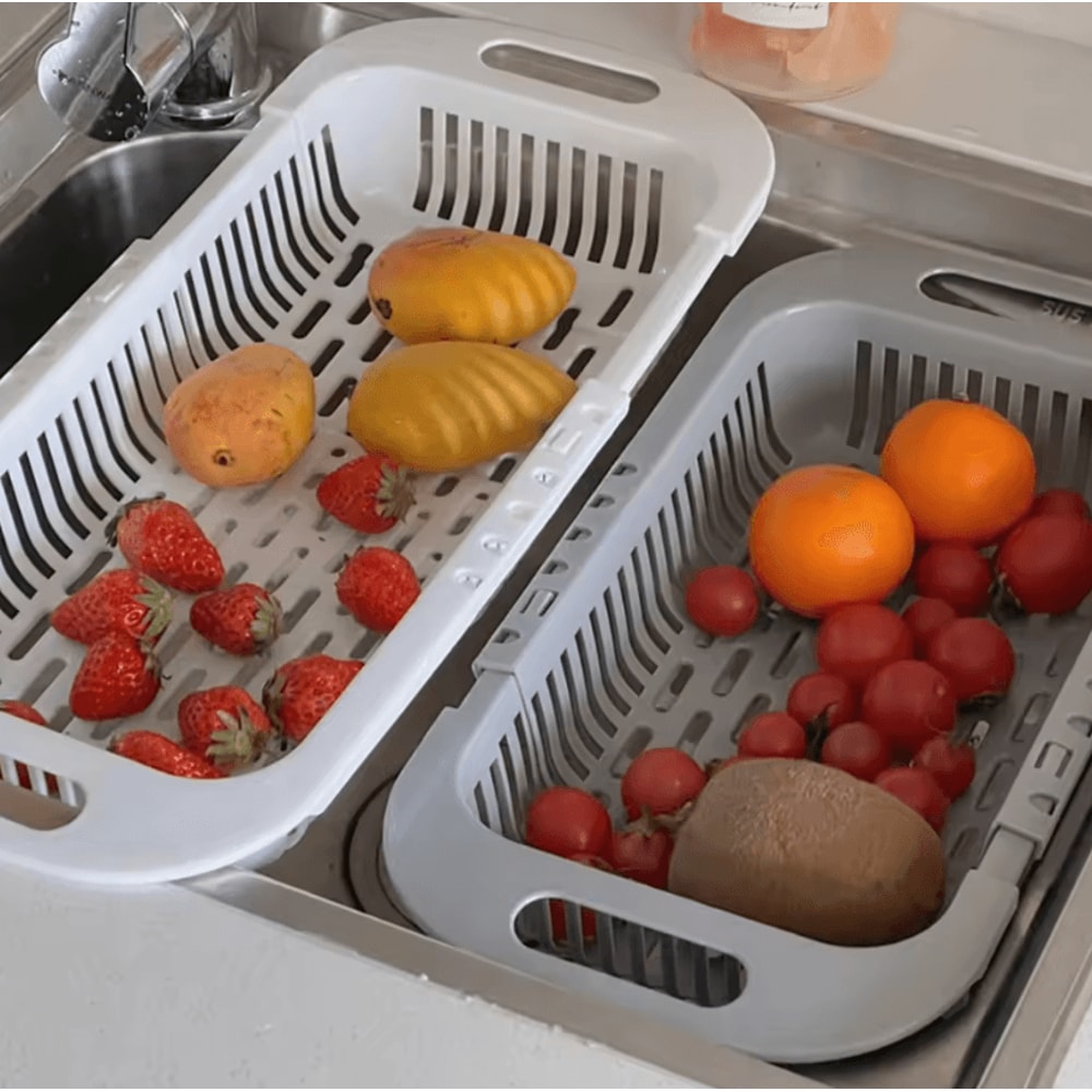 Retractable Sink Storage Rack Drain Basket Fruit Basin And Kitchen Organizer 3